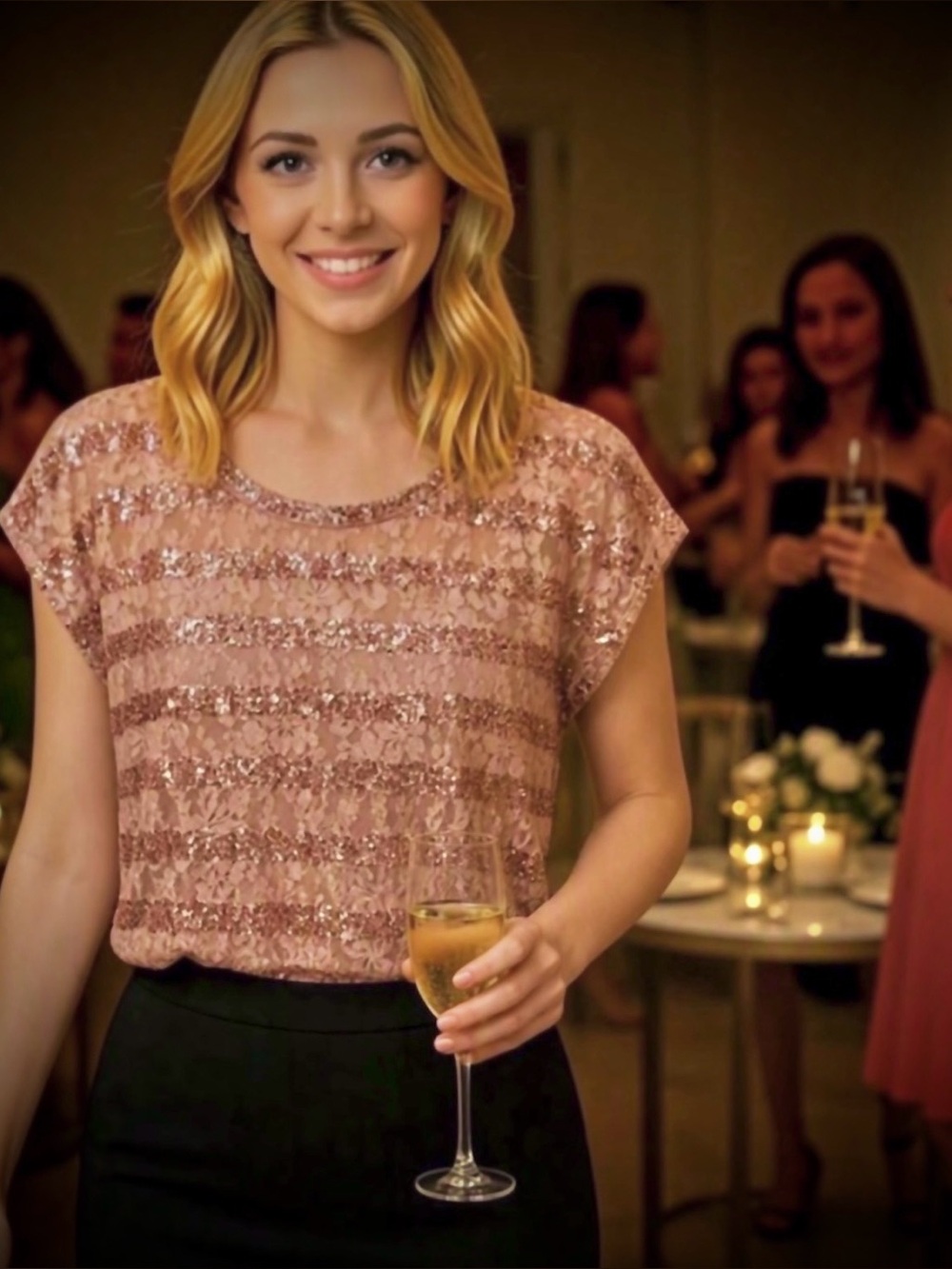 FOREVER 21 | Rose gold sequins top | Women’s Size Small Petite
